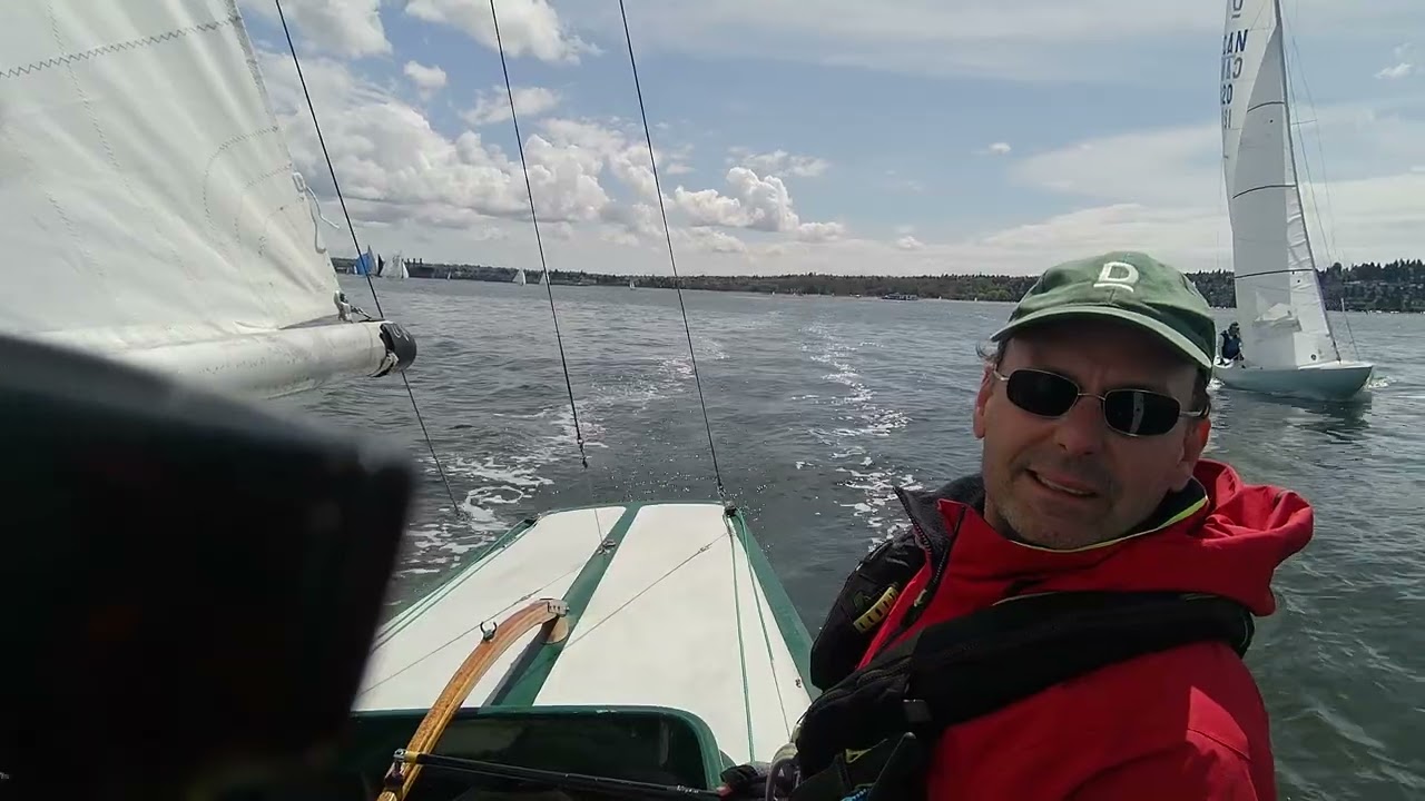 Racing Dragon sailboat is RVYC- regatta sailing race boat from Royal Vancouver Yacht Club-Hallett