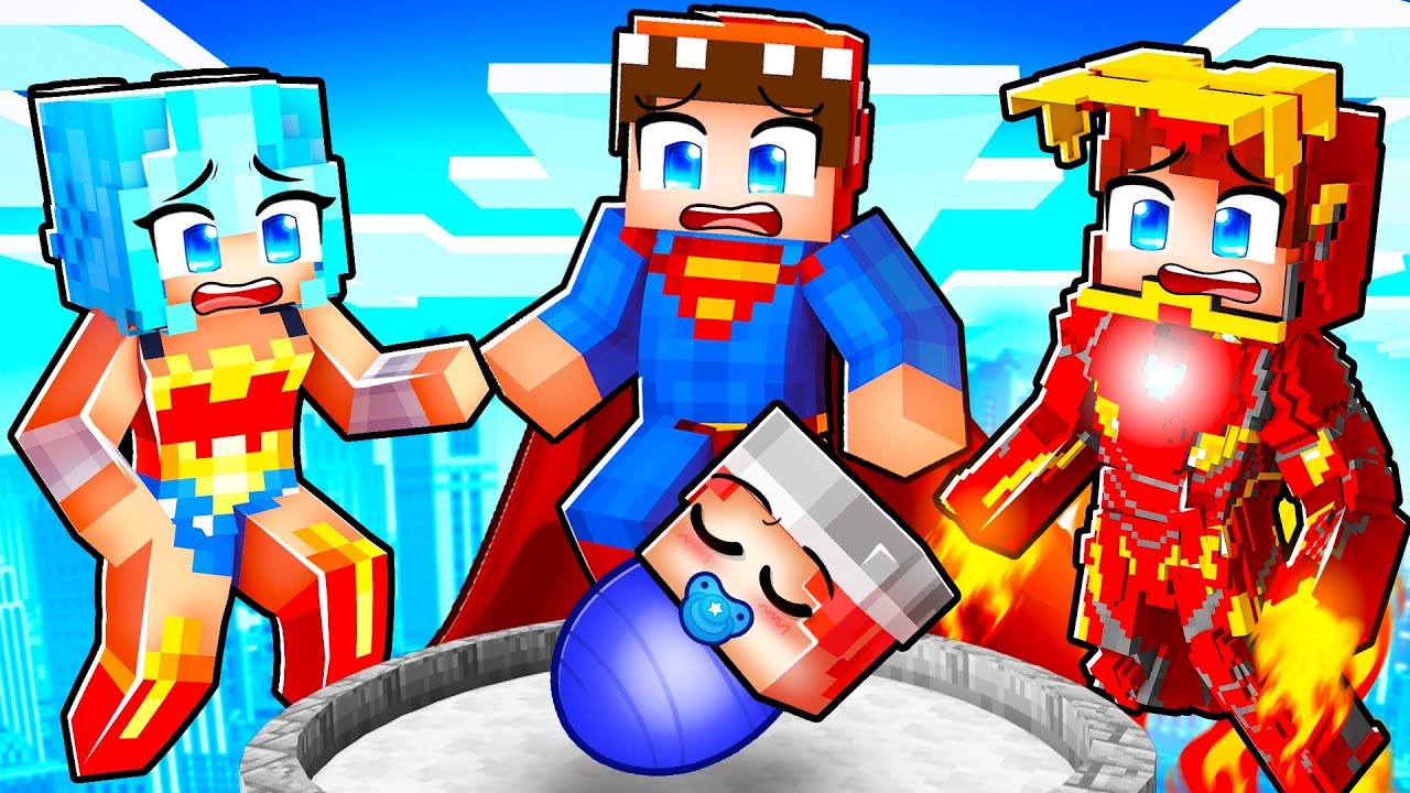 Baby Gara Adopted by SUPERHEROES Sad Story in Minecraft...