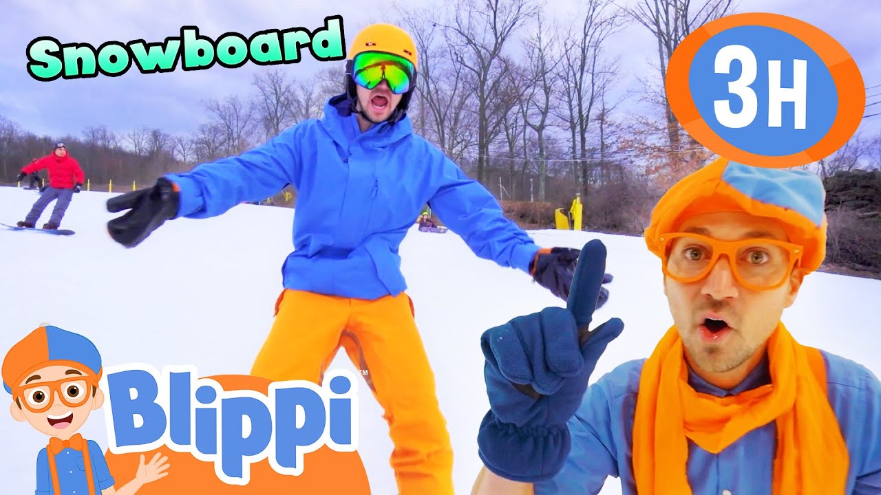 Blippi Learns to Snowboard! 3 Hours of Snow Stories for Kids