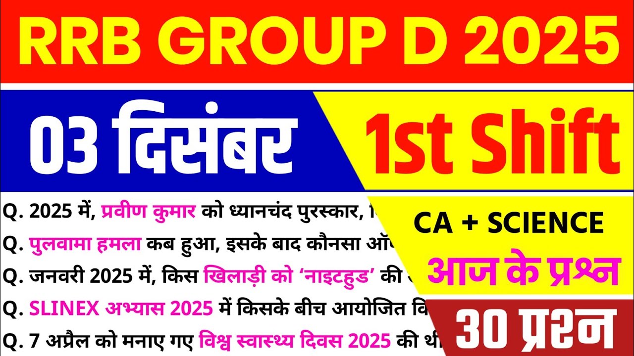 RRB GROUP D 03 Dec 1st Shift Analysis 2025 | RRB GROUP D Analysis 2025 | RRB GROUP D TODAY ANALYSIS