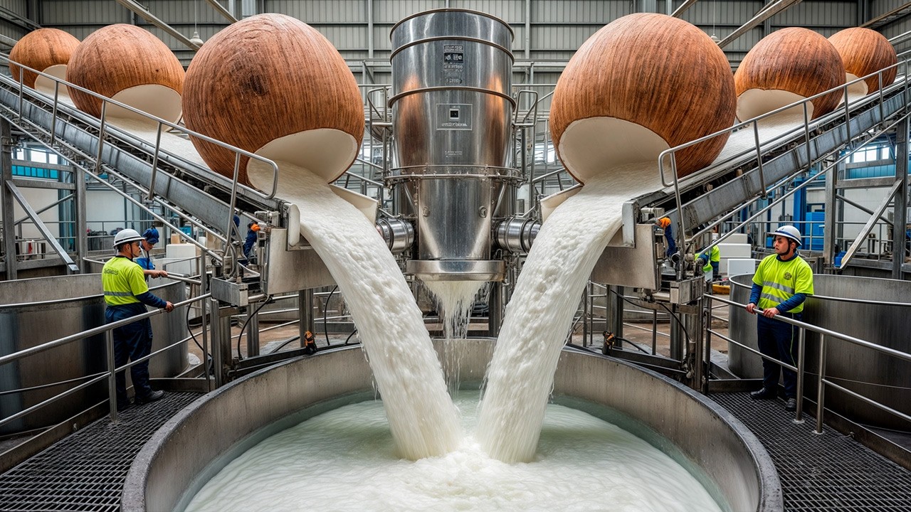 ASÍ SE PRODUCEN 70,000 TONELADAS de LECHE de COCO: ¡El Secreto de su Frescura! 🥥✨