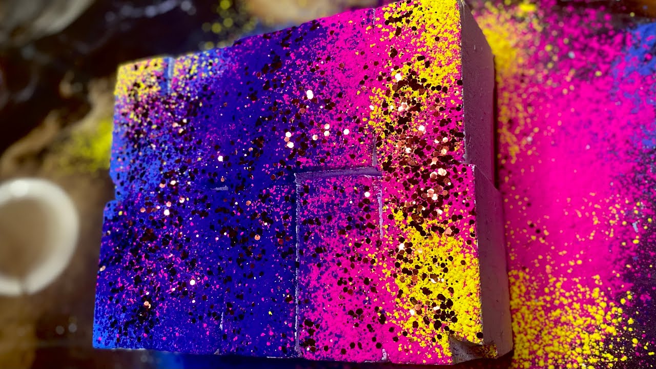 Buttery Soft Fresh Blocks Gym chalk C1 topped with holi Powder
