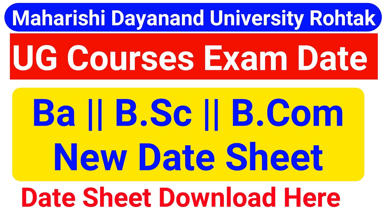 Mdu New Exam Date 2021 || MDU UG Courses Exam || Mdu Latest Update || Mdu Date Sheet 2021