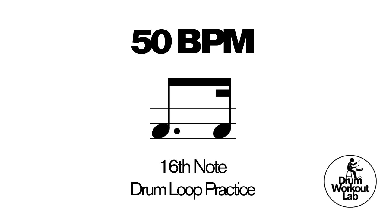 16th Note Drum Exercise | 1 a | 50 BPM | Drum Loop