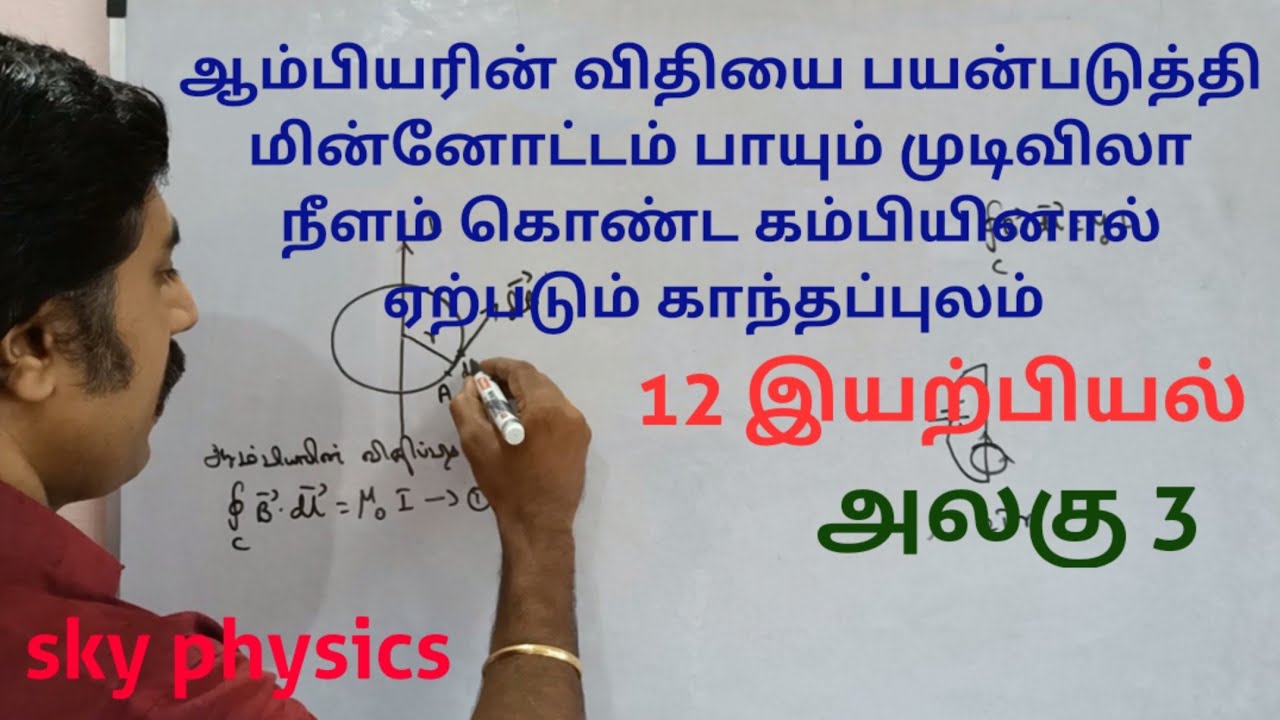 ஆம்பியரின் விதி |மின்னோட்டம் பாயும் |முடிவிலா நீளம் கொண்ட கம்பியினால் | காந்தப்புலம்| 12 இயற்பியல்