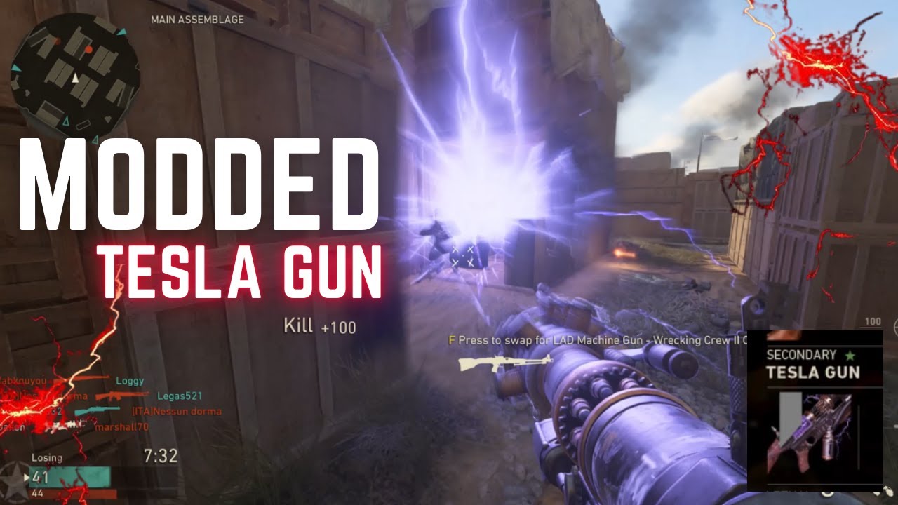 COD WW2 INSANE TESLA GUN MOD IN MP! AND CRAZY ZOMBIE MODDED LOBBY!