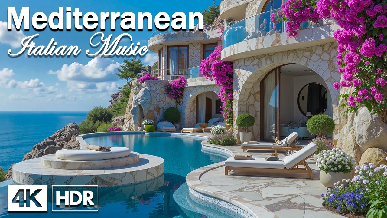 Mediterranean Morning Serenity ☕🎶 Gentle Italian Guitar & Dreamy Seaside Bliss 4K