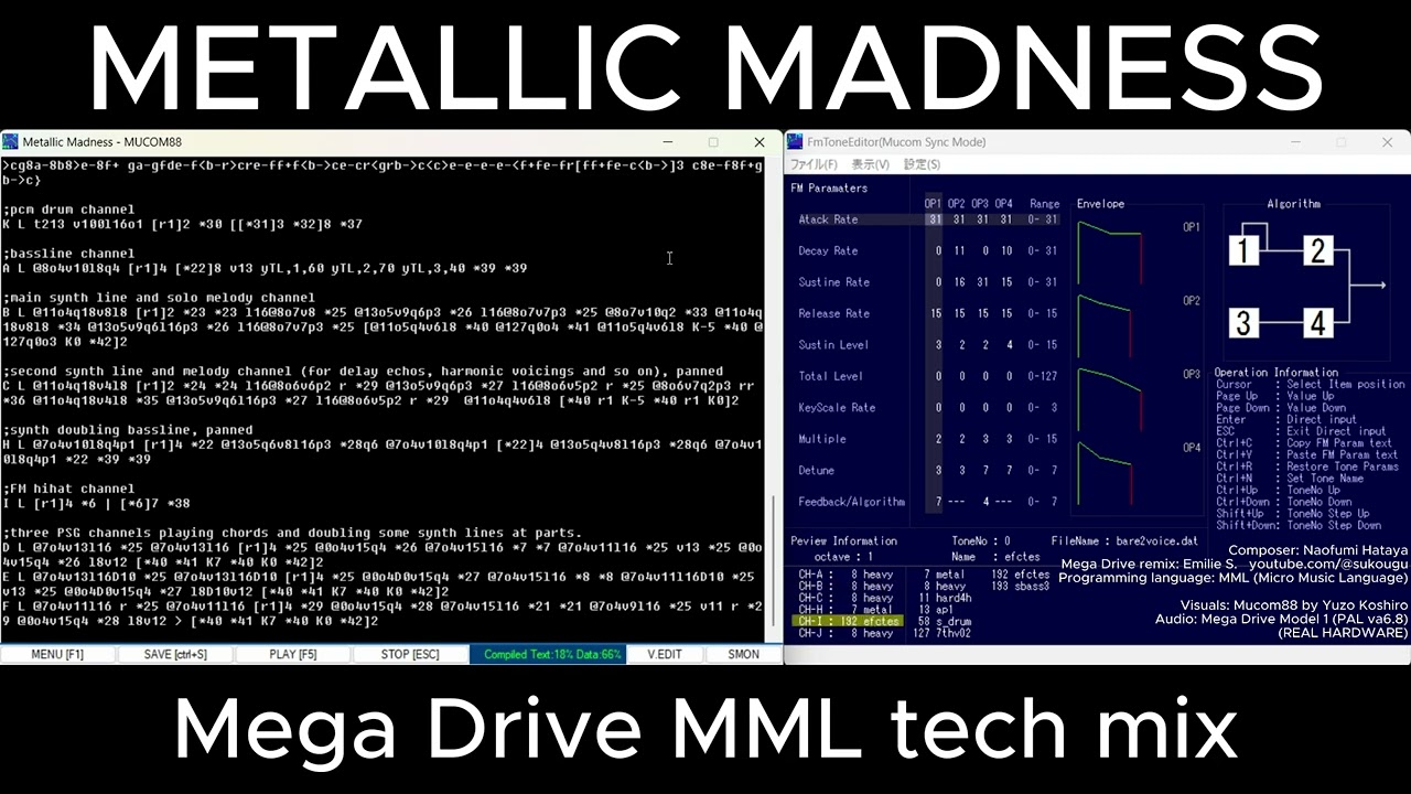 Sonic CD [JP] Metallic Madness (Mega Drive MML tech mix) REAL HARDWARE #ym2612 #megadrive #sega