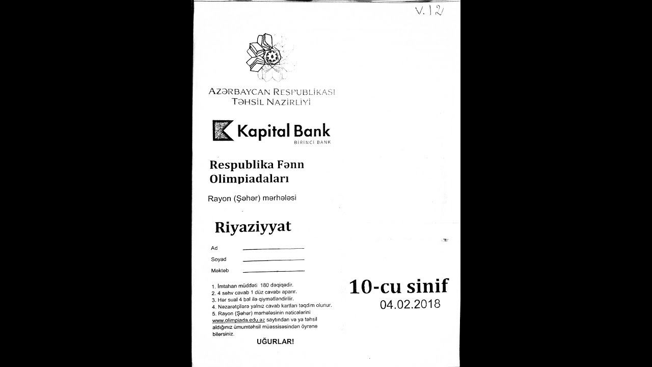Riyaziyyat.Olimpiada 2018 10-cu sinif (5-8) Tel:070 229 29 90 Abune olaq...