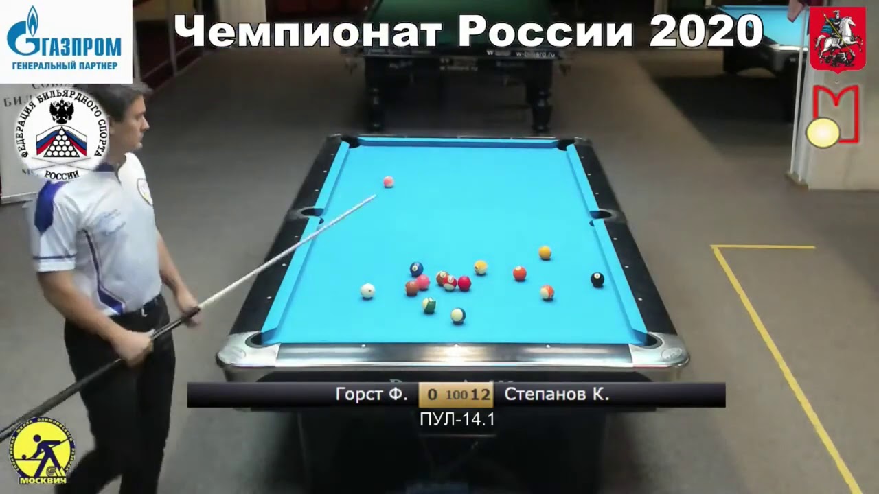 Final  Ф. Горст (F. Gorst) vs К. Степанов (K. Stepanov) Russian Man 14.1 Pool Championship 2020