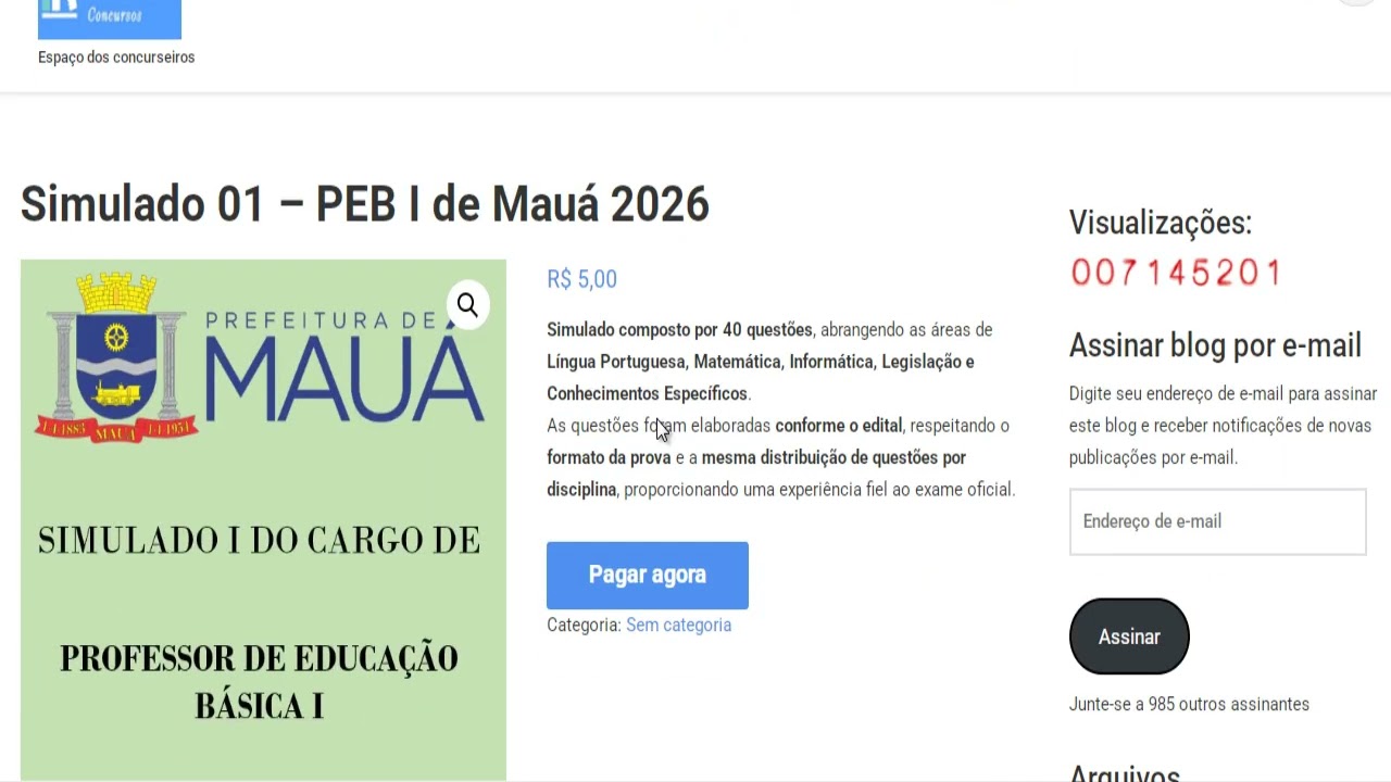 Simulado PEB I de Mauá 2026