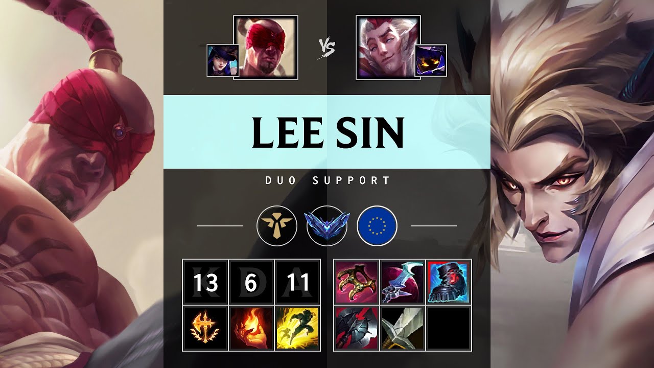 Lee Sin Support vs Rakan: Triple Kill, Unstoppable - EUW Diamond Patch 25.S1.1