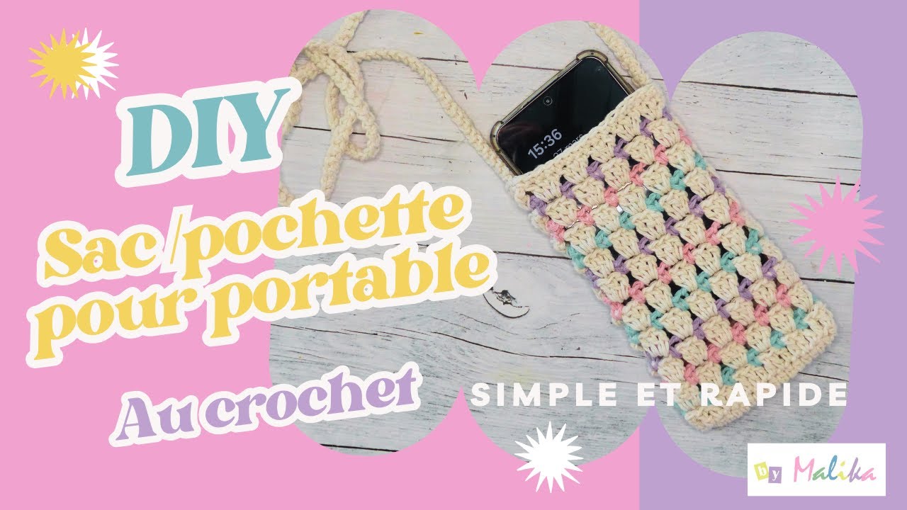 [DIY Crochet] : Sac / Pochette portable au crochet - Simple et rapide - Débutant crochet