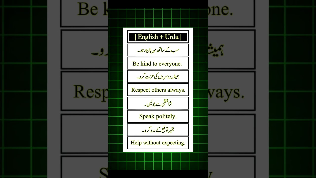 4 Good Manners Sentences in English with Urdu 🔥