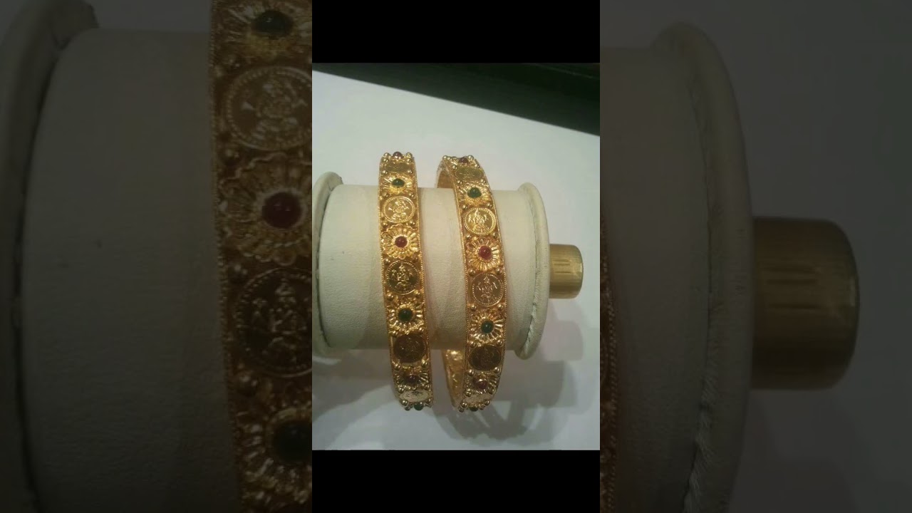 antique gold Lakshmi bangles |traditional Lakshmi bangle |Lakshmi kasu bangle |vintage gold jewelry