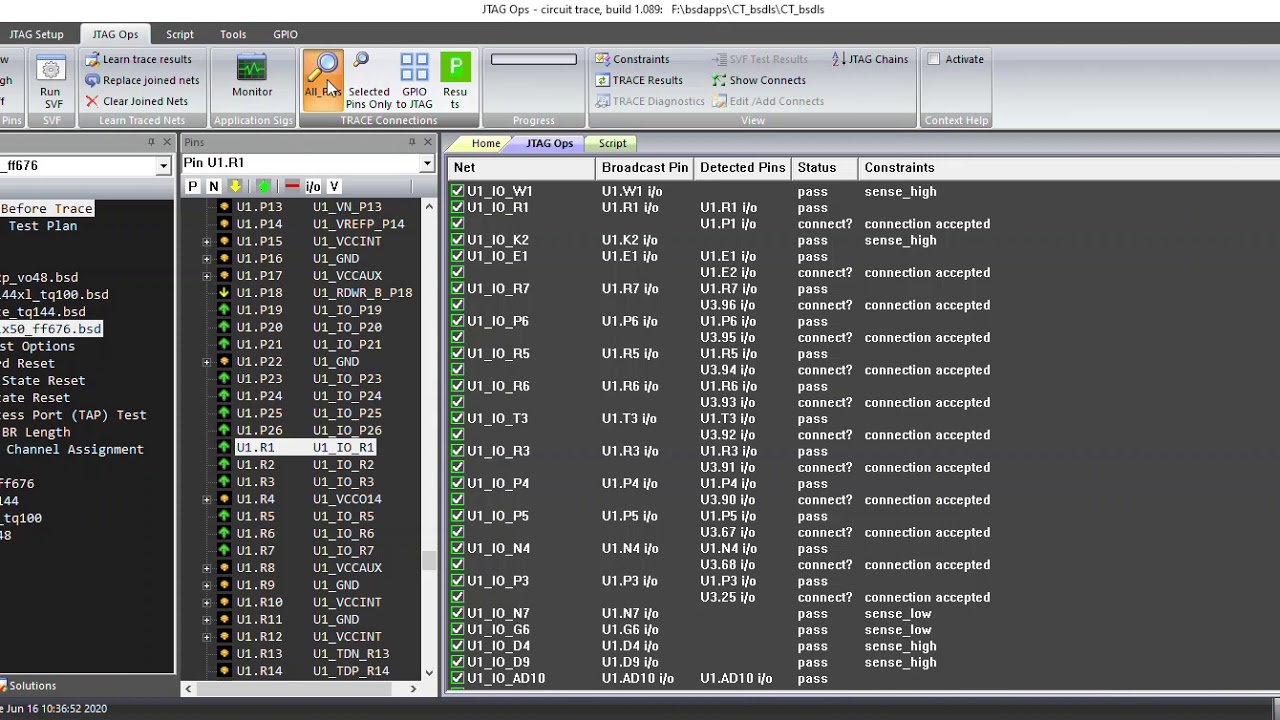 Construct a structural test using only BSDL files and circuit trace