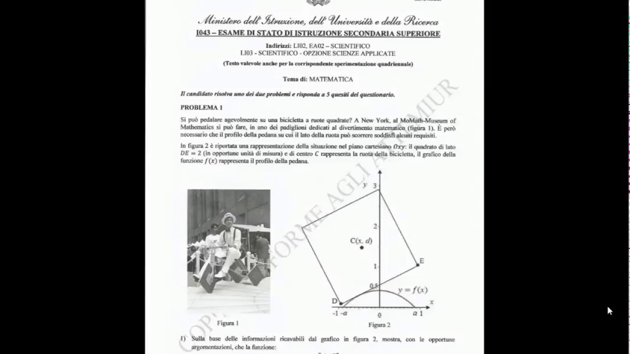 Matematica maturità scientifica 2017: svolgimento problema 1