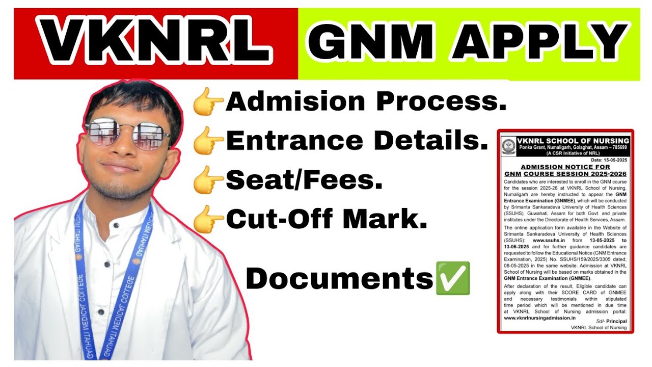 VKNRL GNM NURSING Admission APPLY 2025 ✅️ | Fees ,Seat,Cut off| VKNRL apply✅️#gnmnursing #nursing