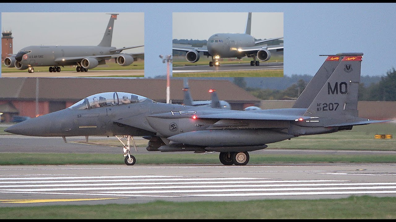 389th Thunderbolts F15s, KC46 Pegasus, KC135 Arrive RAF Mildenhall from Mountain Home AFB
