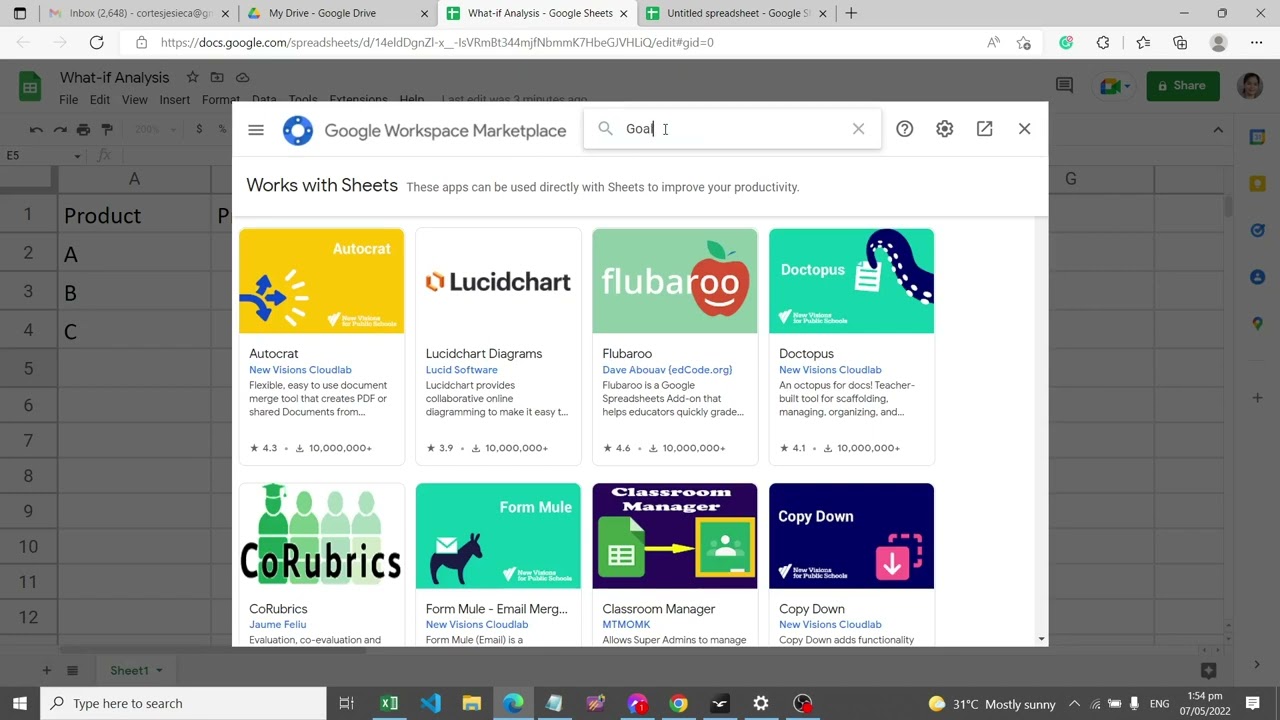 Google Sheet What If Analysis 2