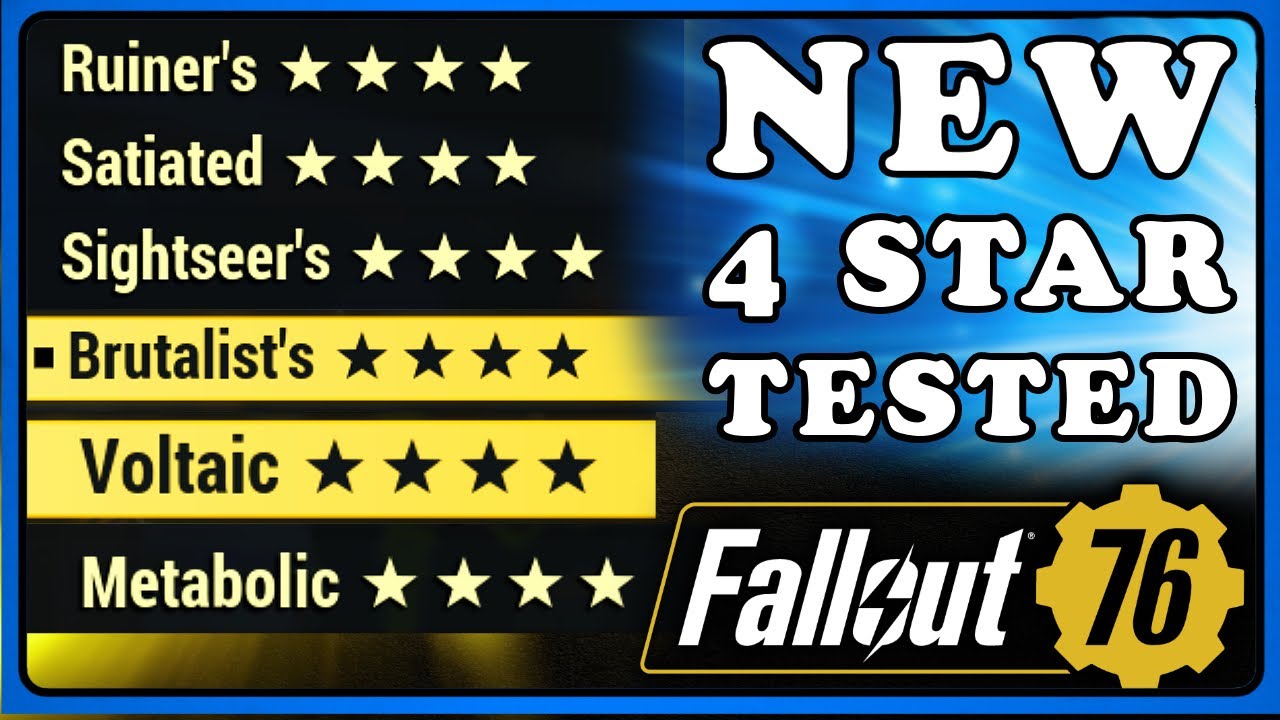 Fallout 76: 10 New 4 Star Legendary Tested and Rejuvenators Nerf.