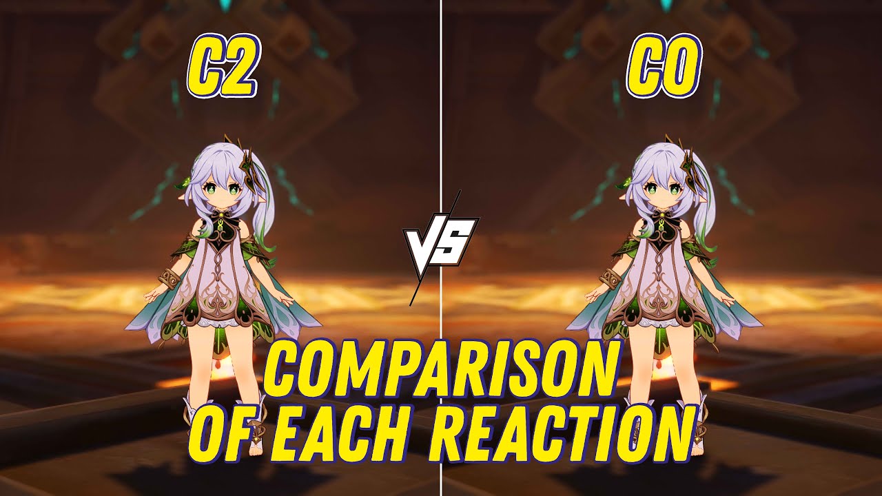 Nahida: C0 vs C2 | Comparison of each reaction UPDATED - Genshin Impact
