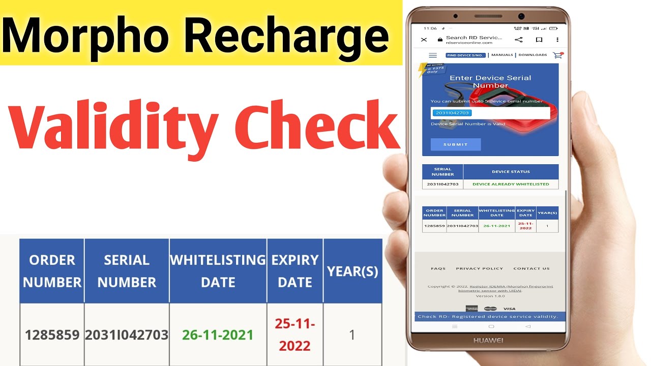Morpho Rd Service Validity Check || Morpho Recharge Validity Check