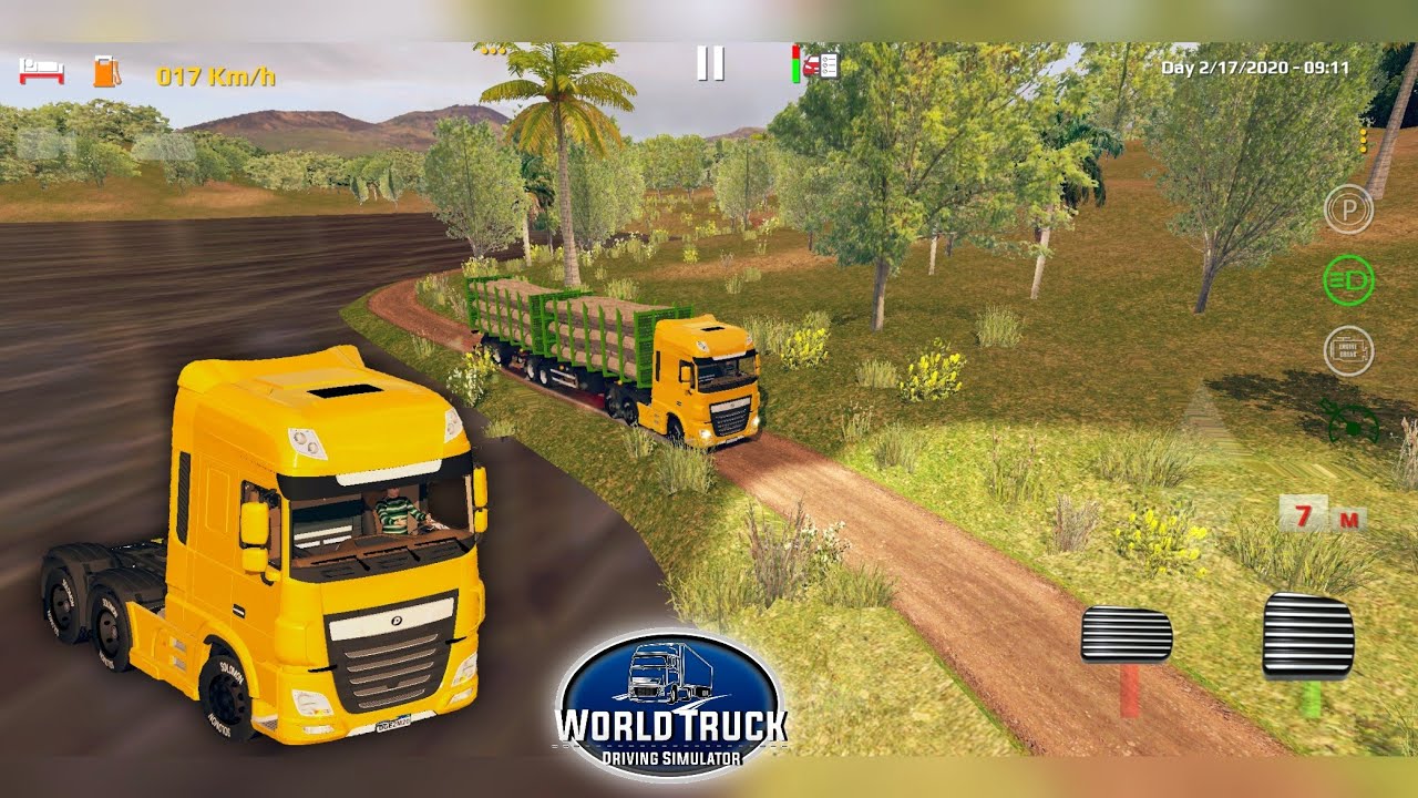 World Truck Driving Simulator - GamePlay #52 (New Off-Road Location, DAF XF with Log Double Trailer)