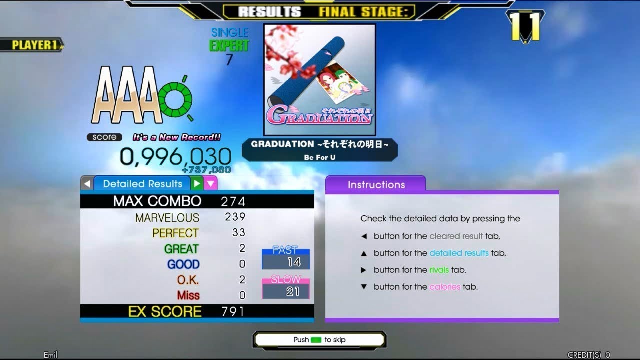 [SM5/DDR A] GRADUATION ~それぞれの明日~ Expert Mode Great Full Combo AAA