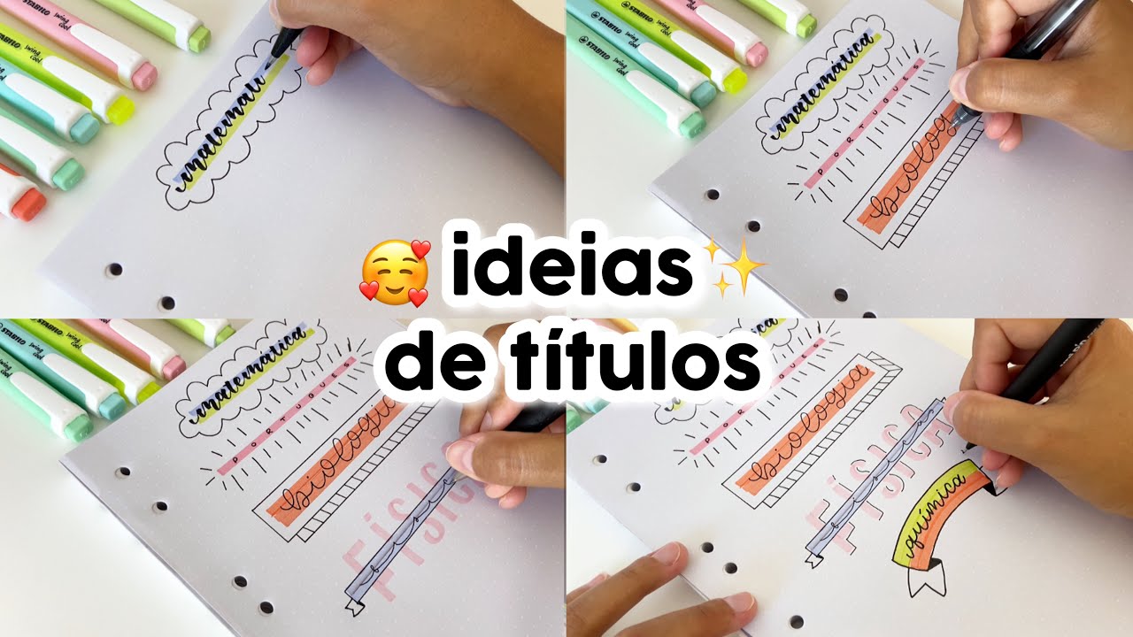 IDEIAS DE TÍTULOS PARA DECORAR O SEU CADERNO 💖✨