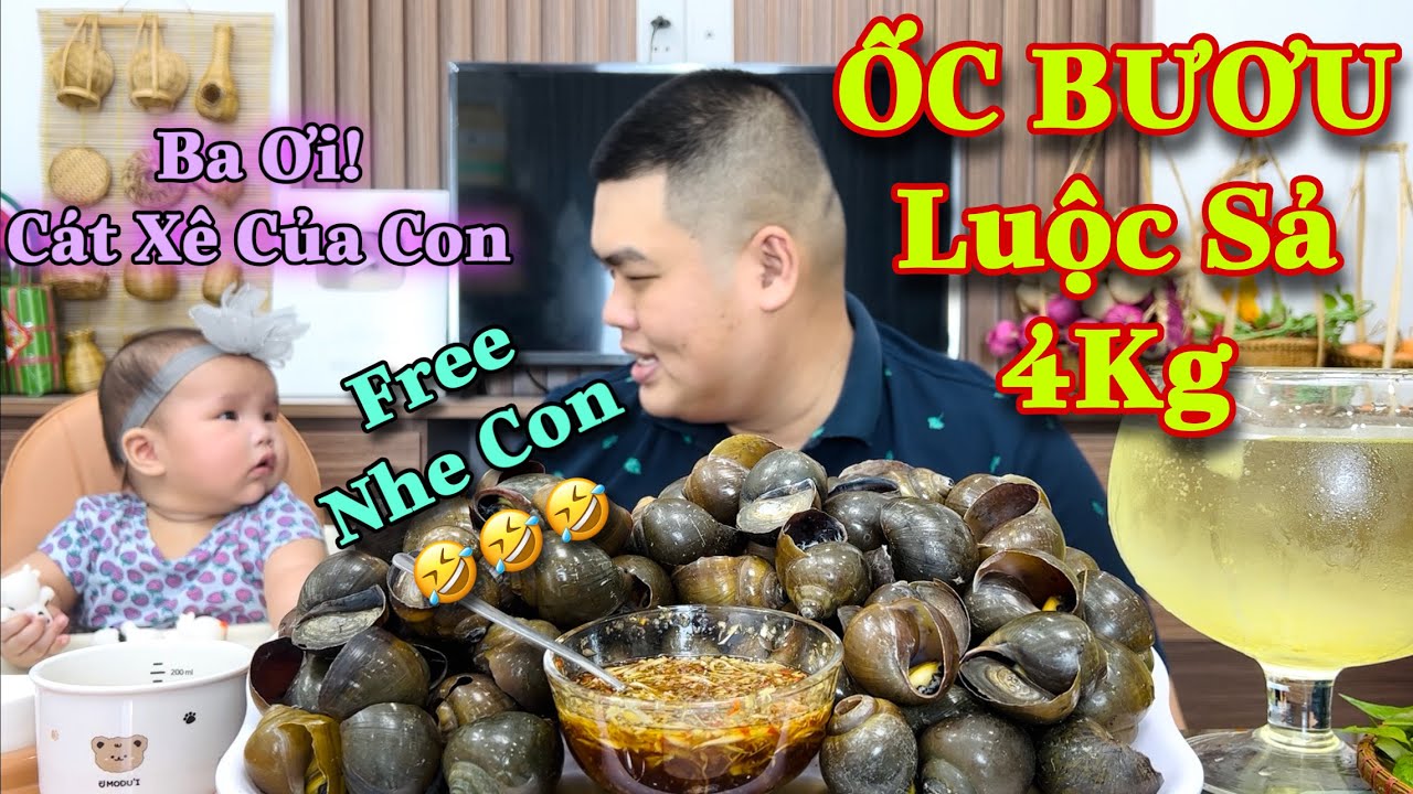 BÁNH MÌ Lần Đầu Được Lên Clip Và Ngồi Nhìn Ba Mập Ăn 4Kg Ốc Bươu Luộc Sả Chấm Mắm Gừng | Tập 569
