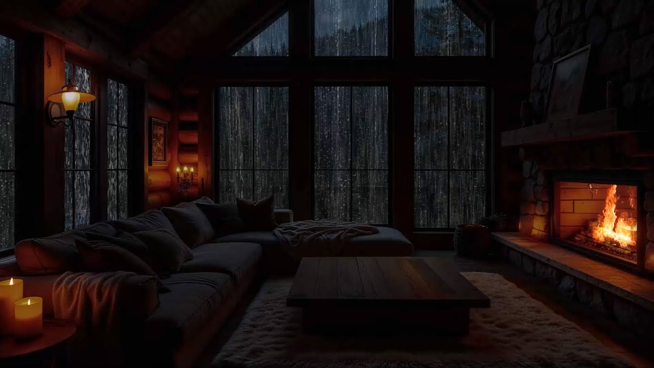 Crackling Fire and Rain Thunder - ASMR Nature | Peaceful Ambience for Sleep, Stop Overthinking