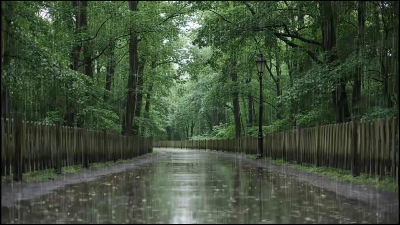 Night Rain Drifting Through Green Woodland | Gentle Nature Soundscape for Sleep and Meditation Music