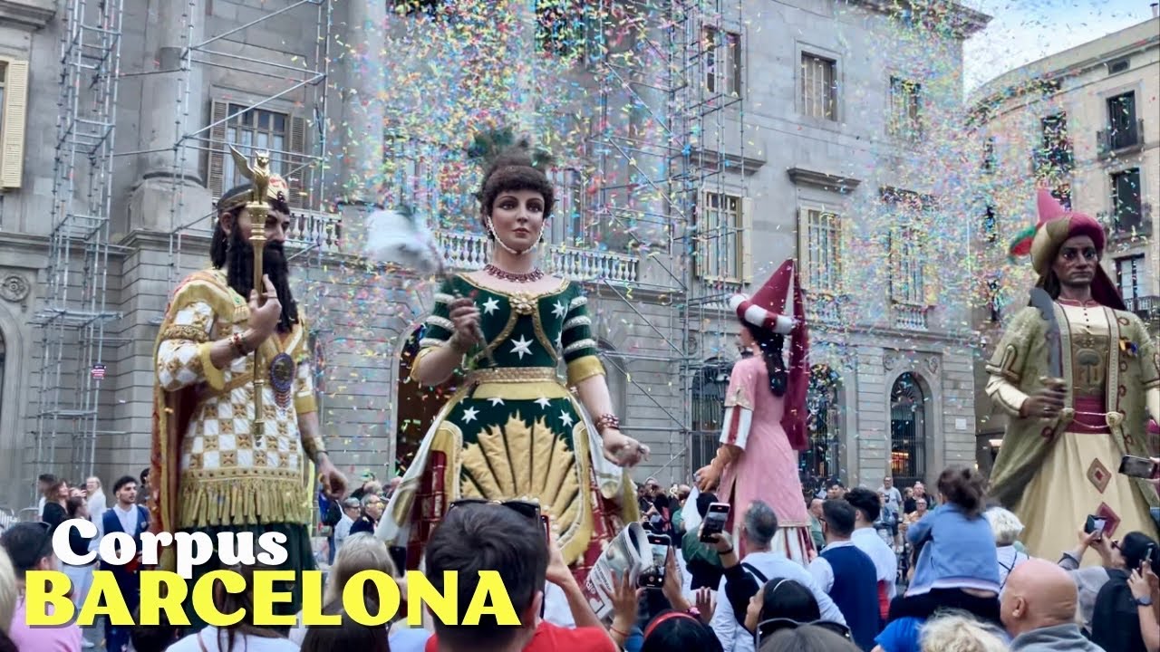 Cercavila Parade of Giants on Vigilía de Corpus Christi 2024 in Barcelona, Spain