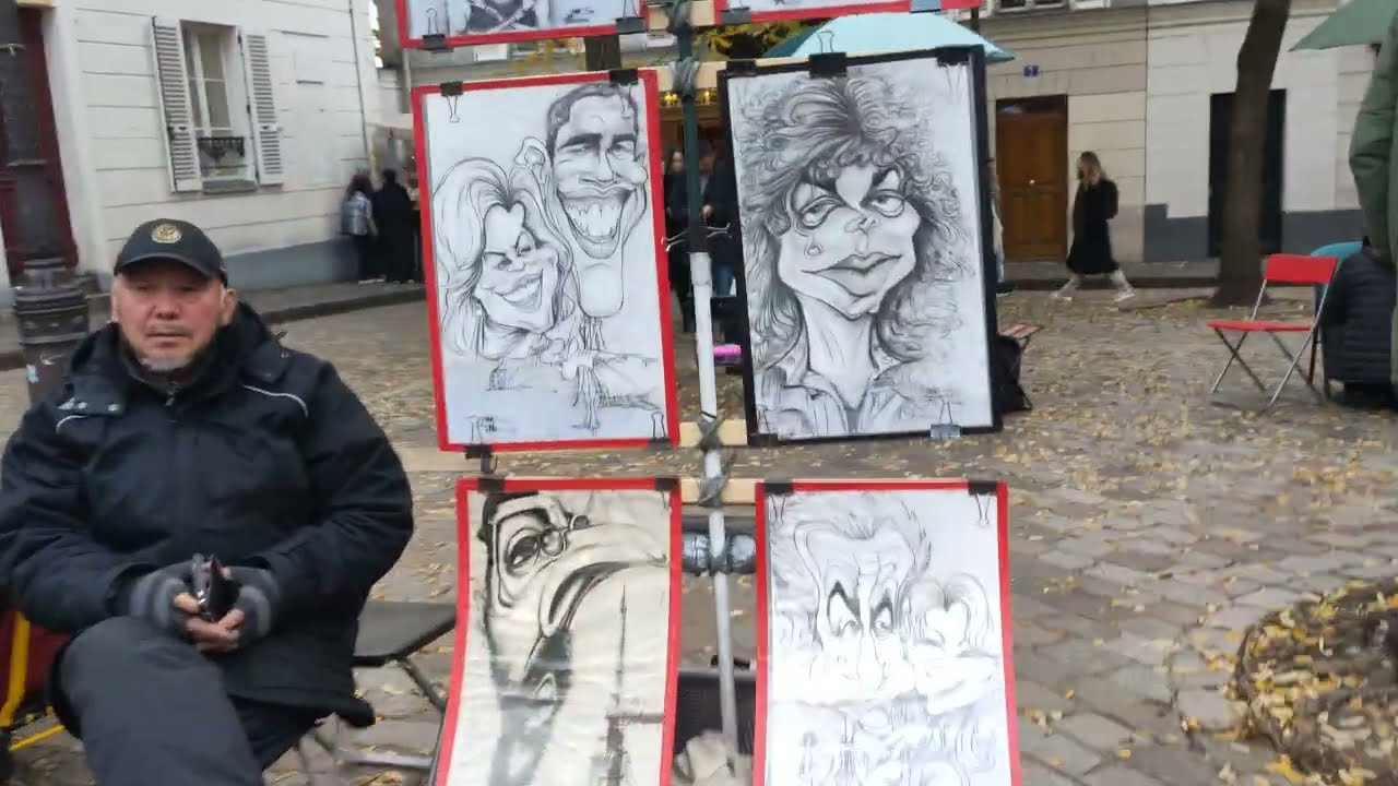 Christmas time in Paris. Montmartre painters area, Place du Tertre square