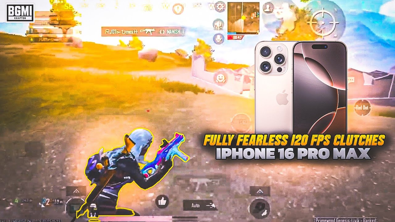 FULLY FEARLESS 120 FPS CLUTCHES. IPHONE 16 PRO MAX.BGMI / PUBG