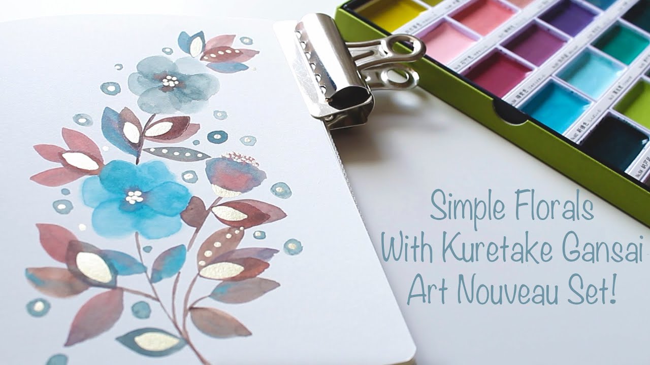 Simple Florals With Kuretake Gansai Art Nouveau Set!