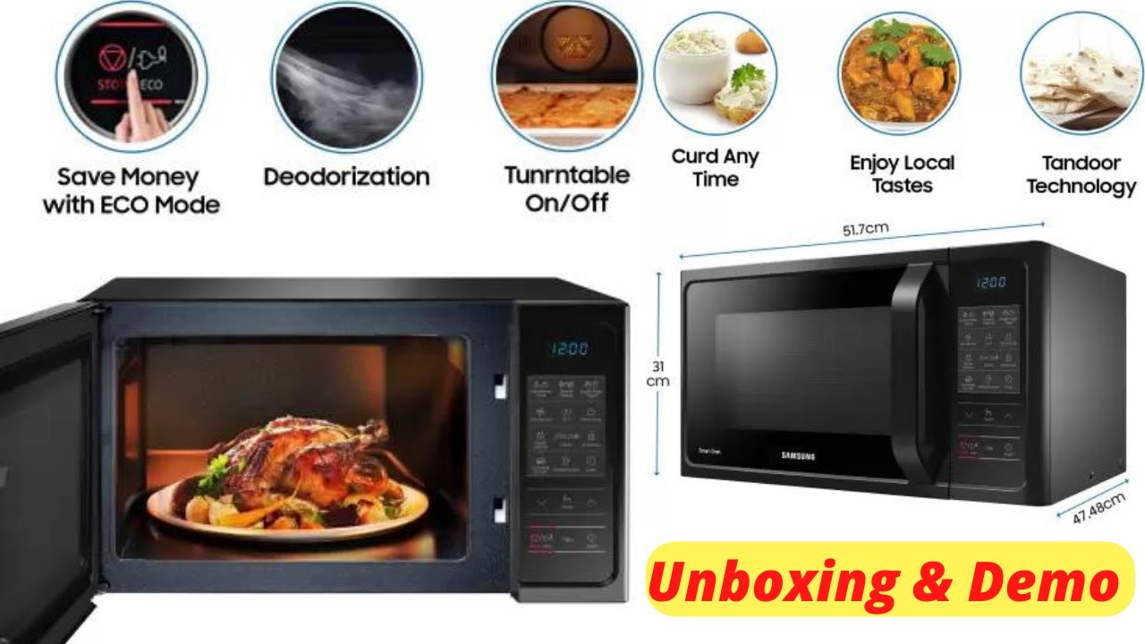 SAMSUNG 28 L Convection & Grill Microwave Oven  (MC28H5013AK, Black)  ,Unboxing and Full Demo