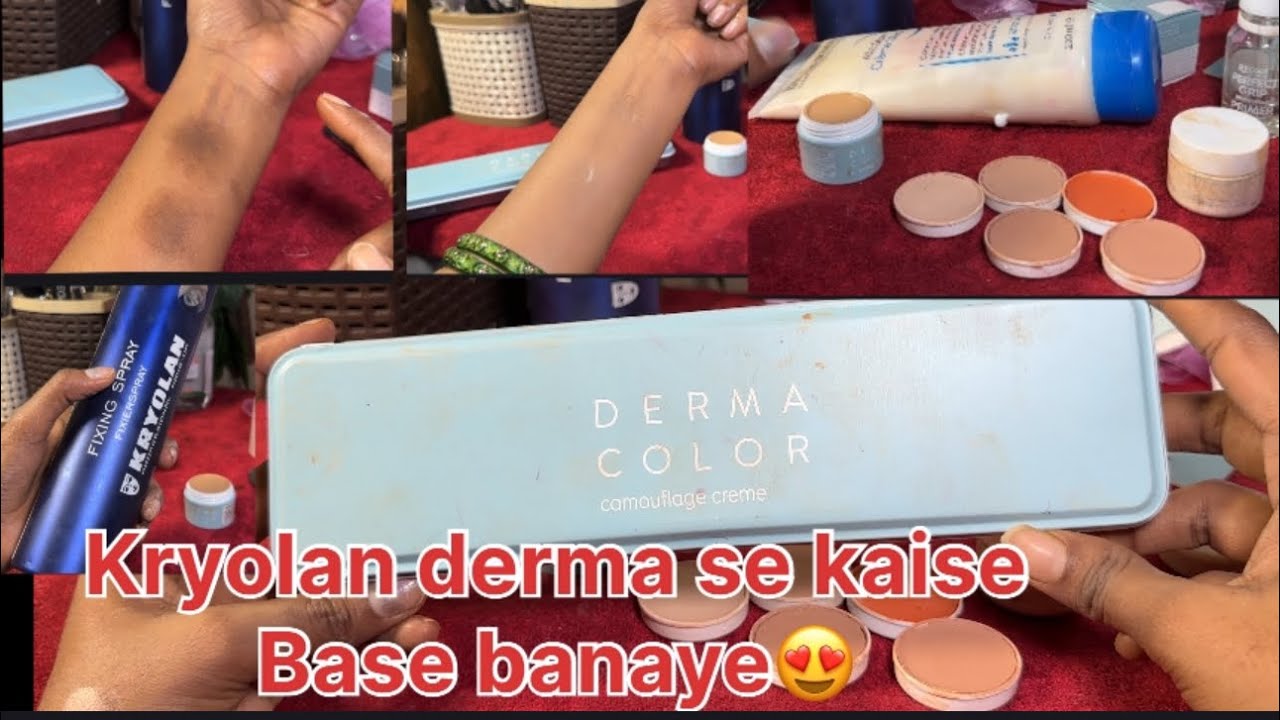 Kryolan derma se kaise base banaye 😍😍best pallate for oily skin ll dark spot ko aise hide Kare ❤️👍