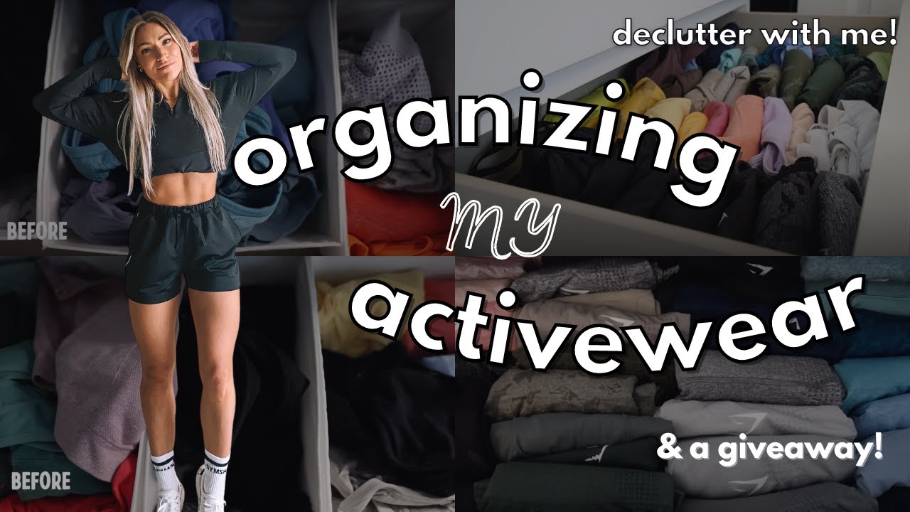 ORGANIZE MY ACTIVEWEAR! my gymshark collection and closet clean out! vlogmas day one + giveaway