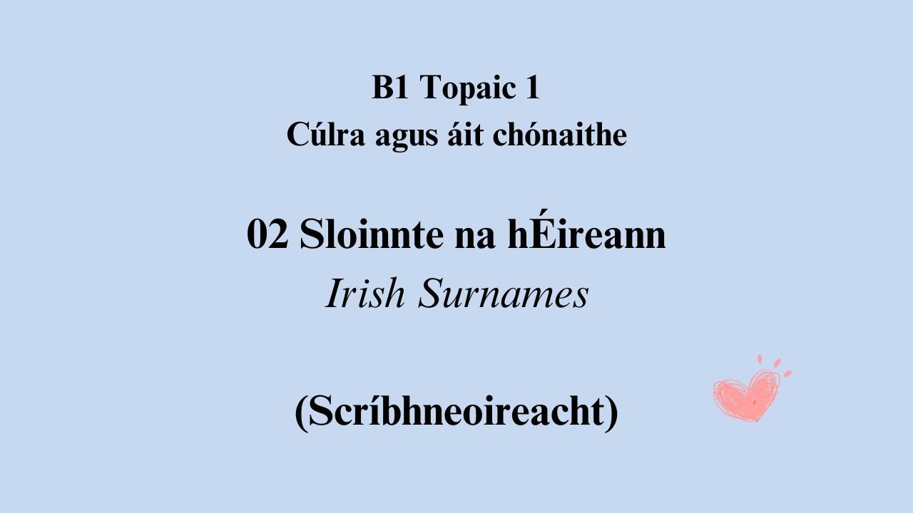 B1 1 02 Sloinnte na hÉireann - Irish Surnames