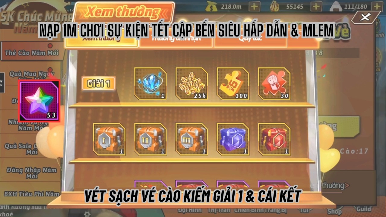 Rồng Thần Siêu Cấp - Nạp 1m test sự kiện web TẾT & Húp giftcode cực xịn - Cào sạch vé lụm giải 1...