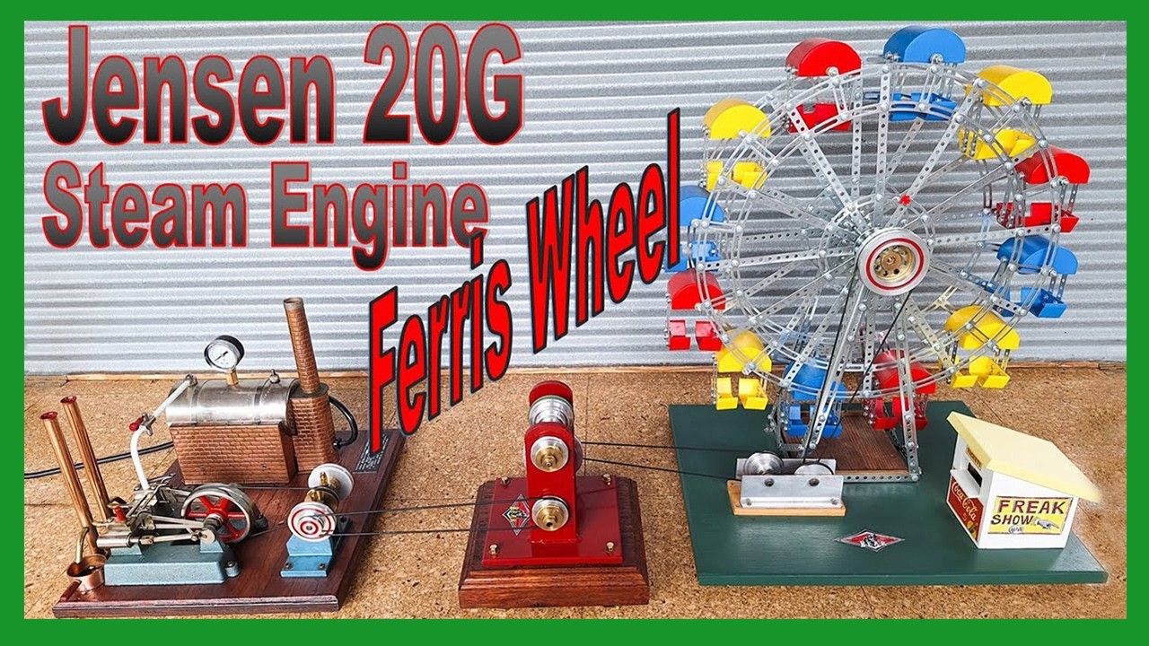 Jensen 20G Model Steam Engine Driving an Eitech Ferris Wheel via a Homemade DIY Geared Transmission
