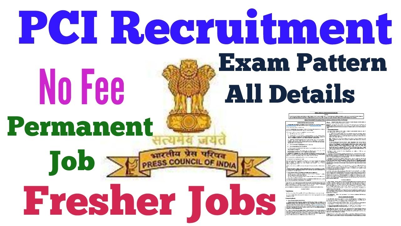 PCI Recruitment 2021 - Fresher Permanent Job // NO FEE // All  Details