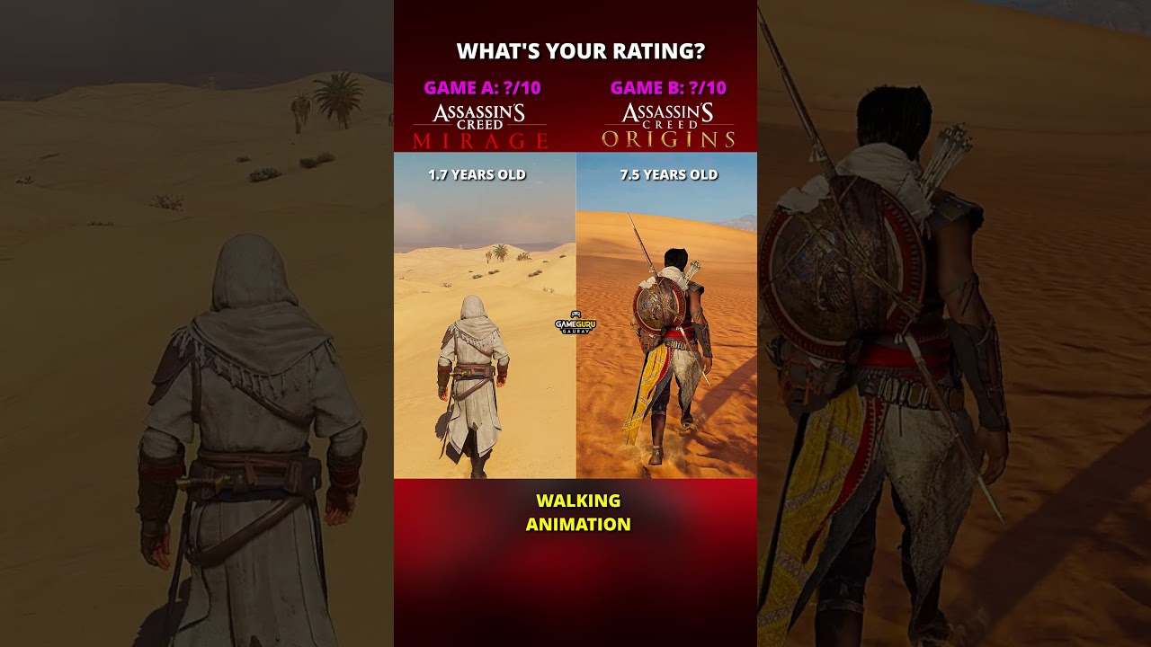 Assassin's Creed Mirage vs Assassins Creed Origin - Character Animation Walking Comparison