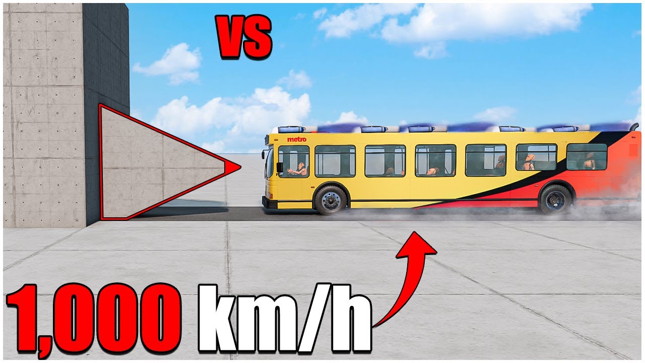 BUS (full) Dummy VS Sharp Edge Wall 1000 km\h (239) | #cars crash test | beamng drive | car torture
