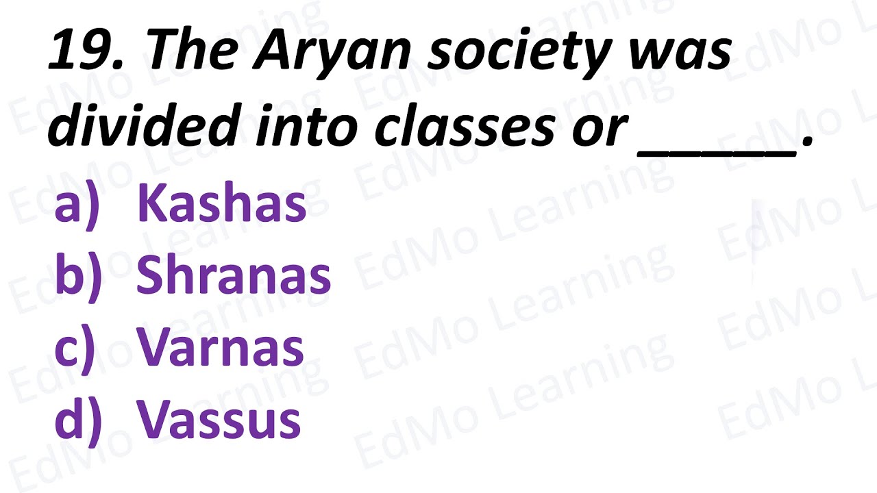 History Quiz: EARLY VEDIC CIVILIZATION Q/A. MCQ. History Q & A. History Trivia/ GK / Aryans