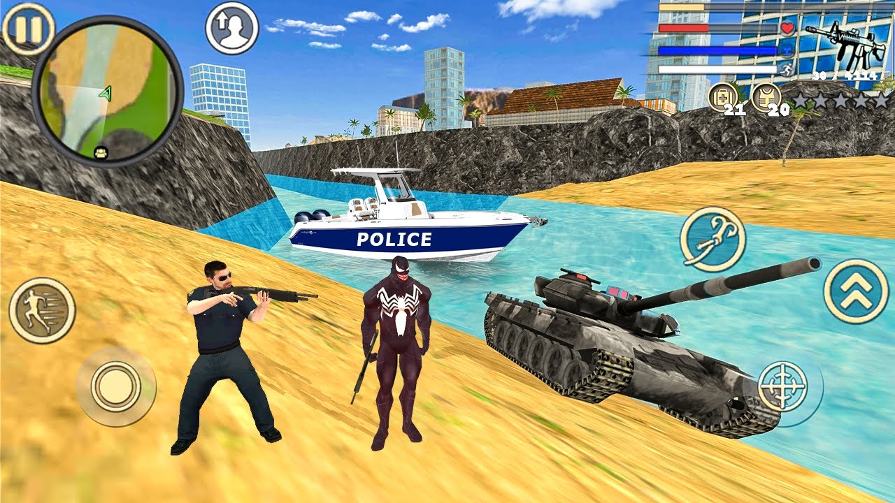 Venom Spider Rope Hero Vice Town - Fun at Military Tank - Android Gameplay