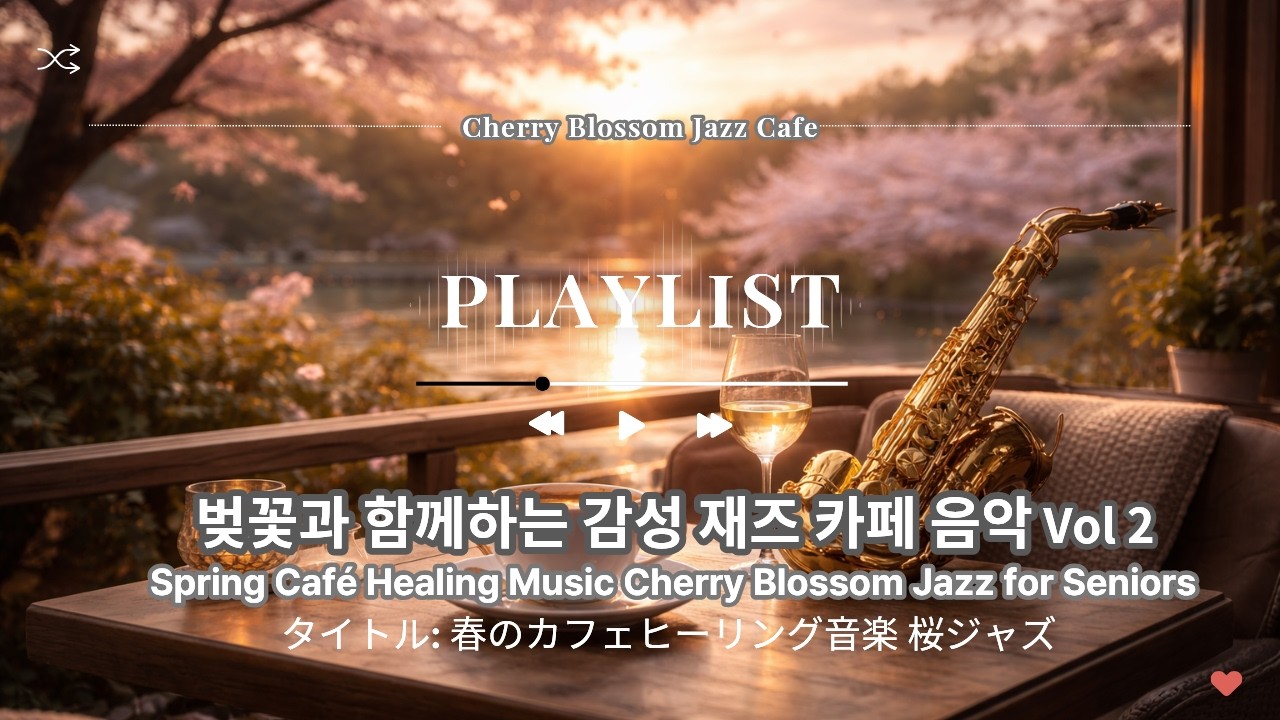 고요한 봄밤 카페 🌙 벚꽃과 달빛 & 재즈,Quiet Spring Night Café 🌙  for Seniors,静かな春の夜カフェ 🌙 桜と月明かりの癒しピアノ＆ジャズ