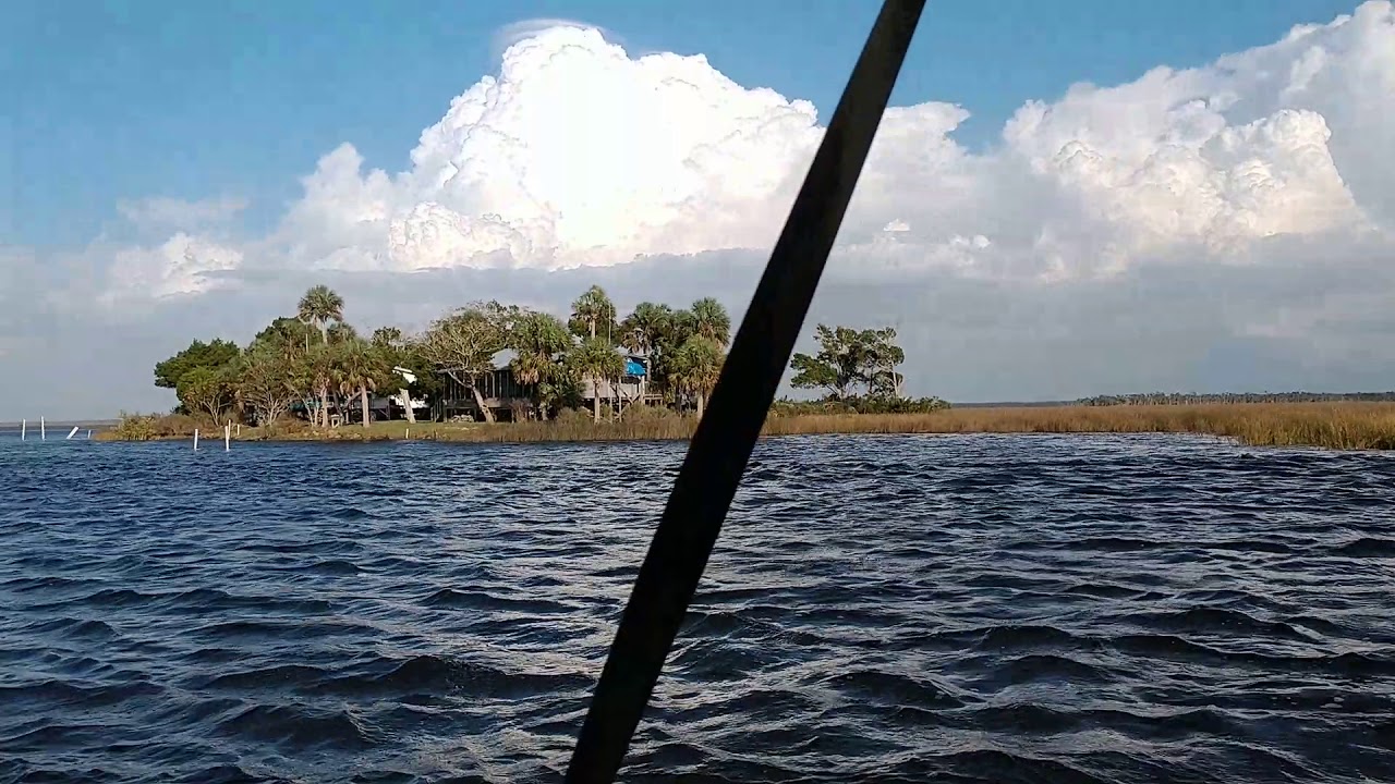Chassahowitza River estuary viewed by boat.